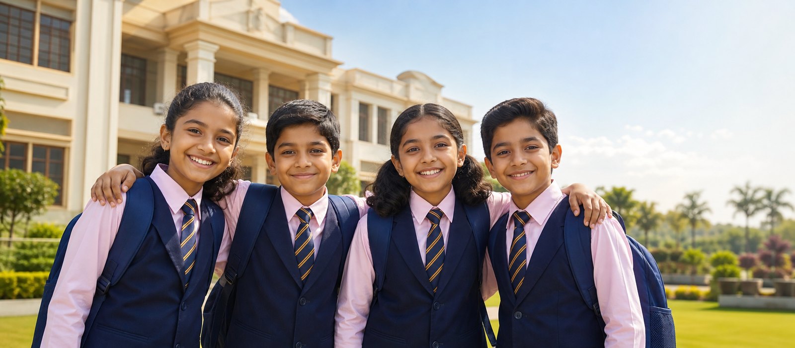 Four Vatsalya students together at their school campus